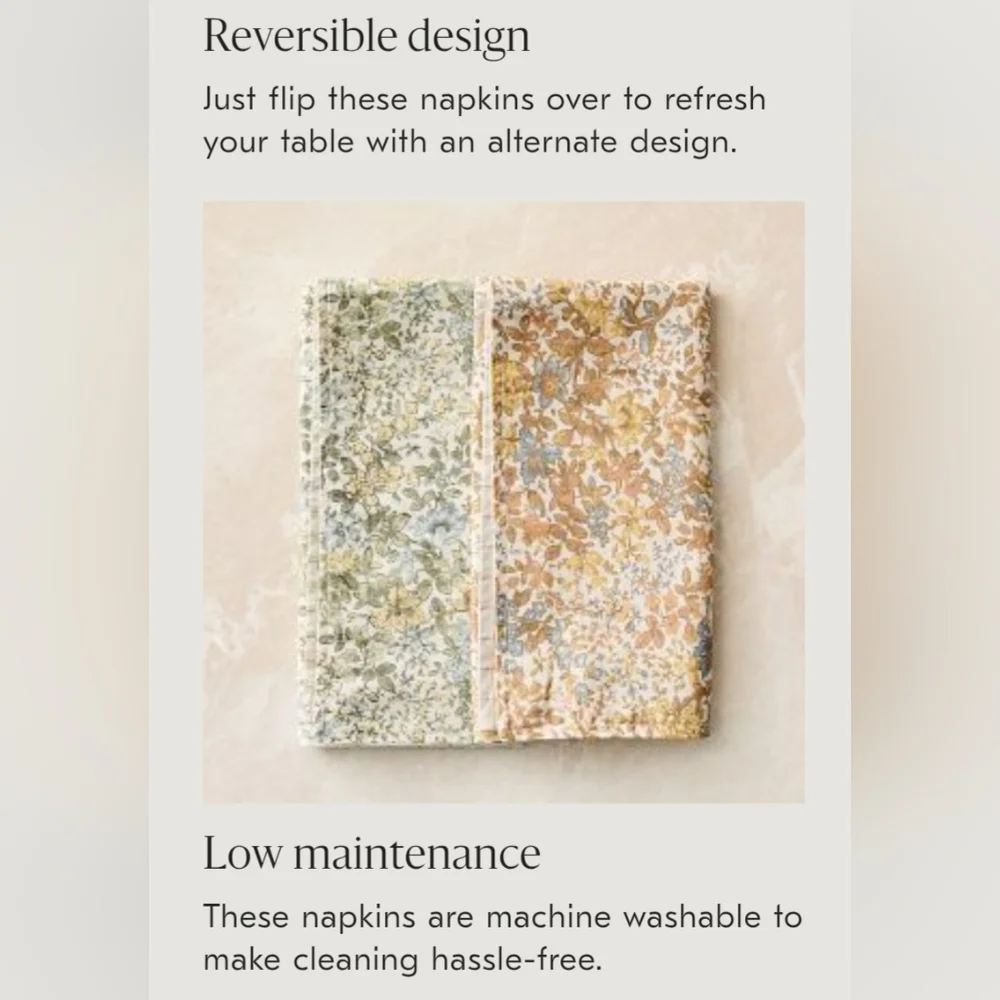 ❤️BUY 2 GET 1 FREE Frankie Floral Napkin Sets, Color Yellow & Green